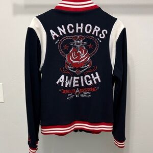 Sourpuss Red and Navy Rockabilly Zip Jacket